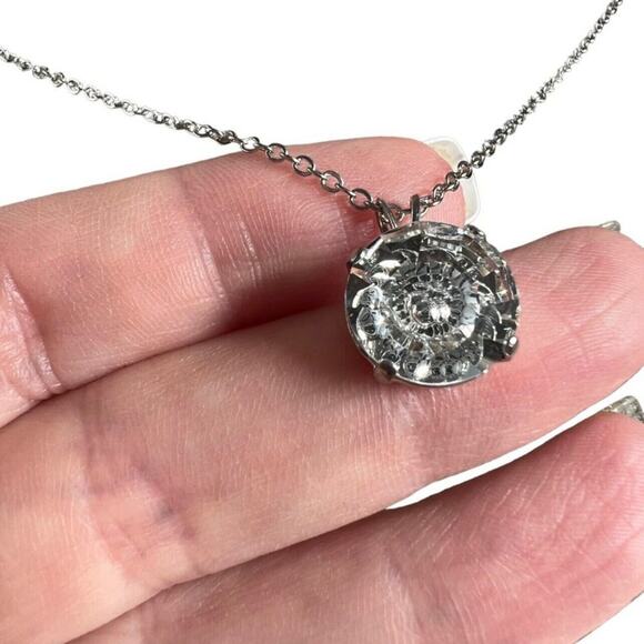 Swarovski Large Clear Round Crystal Pendant On Silver Chain Necklace - Picture 5 of 16